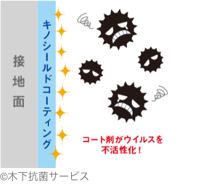 キノシールドの抗ウイルス・抗菌は、接触感染を強制的に予防することができます